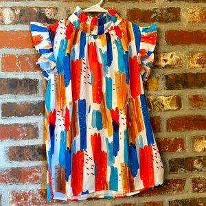 Abstract Print Sleeveless Blouse